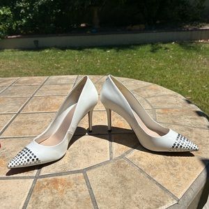 Aldo white toe studded heels. Worn 2x no smudges on white.